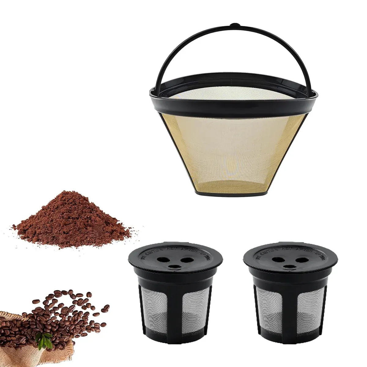 Coffee Machine Filter Standard Model Golden 304 Stainless Steel Outlet Funnel