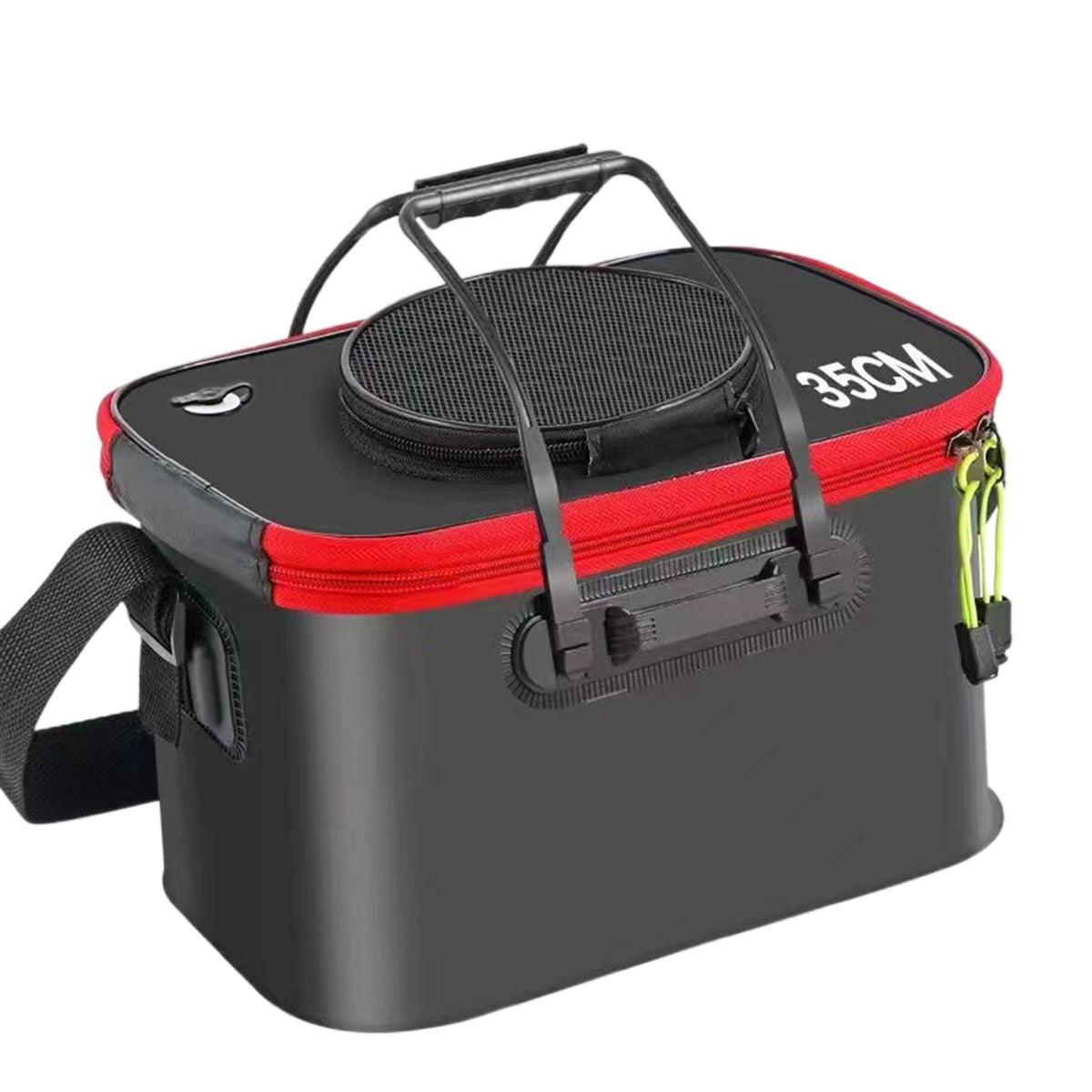Portable Folding EVA Fishing Bucket Multi Use Live Fish Container with Strap - Orange-50cm