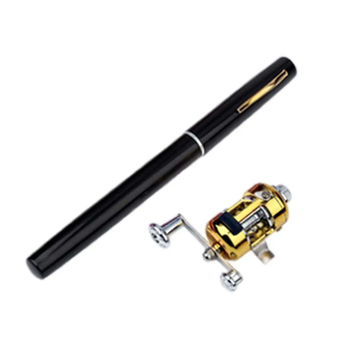 Mini Pen Fishing Rod Pocket Size Portable Telescopic Travel Fishing Pole Tool - Black