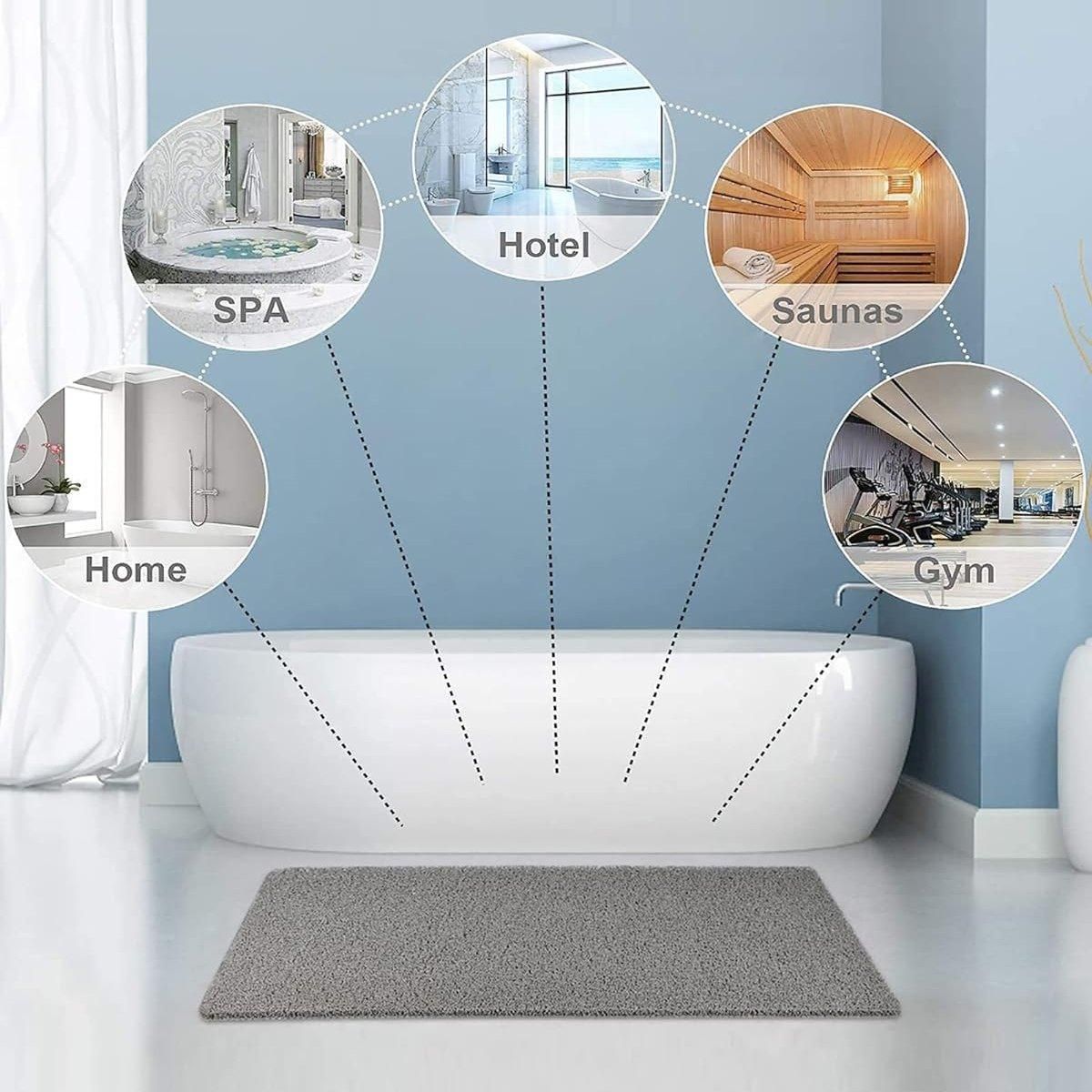 Waterproof Non-Slip Bathroom Shower Mat Anti-Slip Rug Toilet Floor Mat Washable - Cream-43*120cm