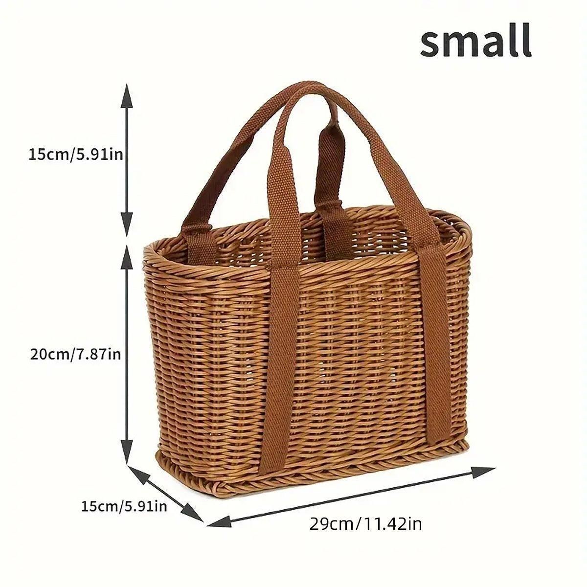 Imitation Rattan Woven Basket Shopping Basket Fruit Vegetable Storage Basket - Small