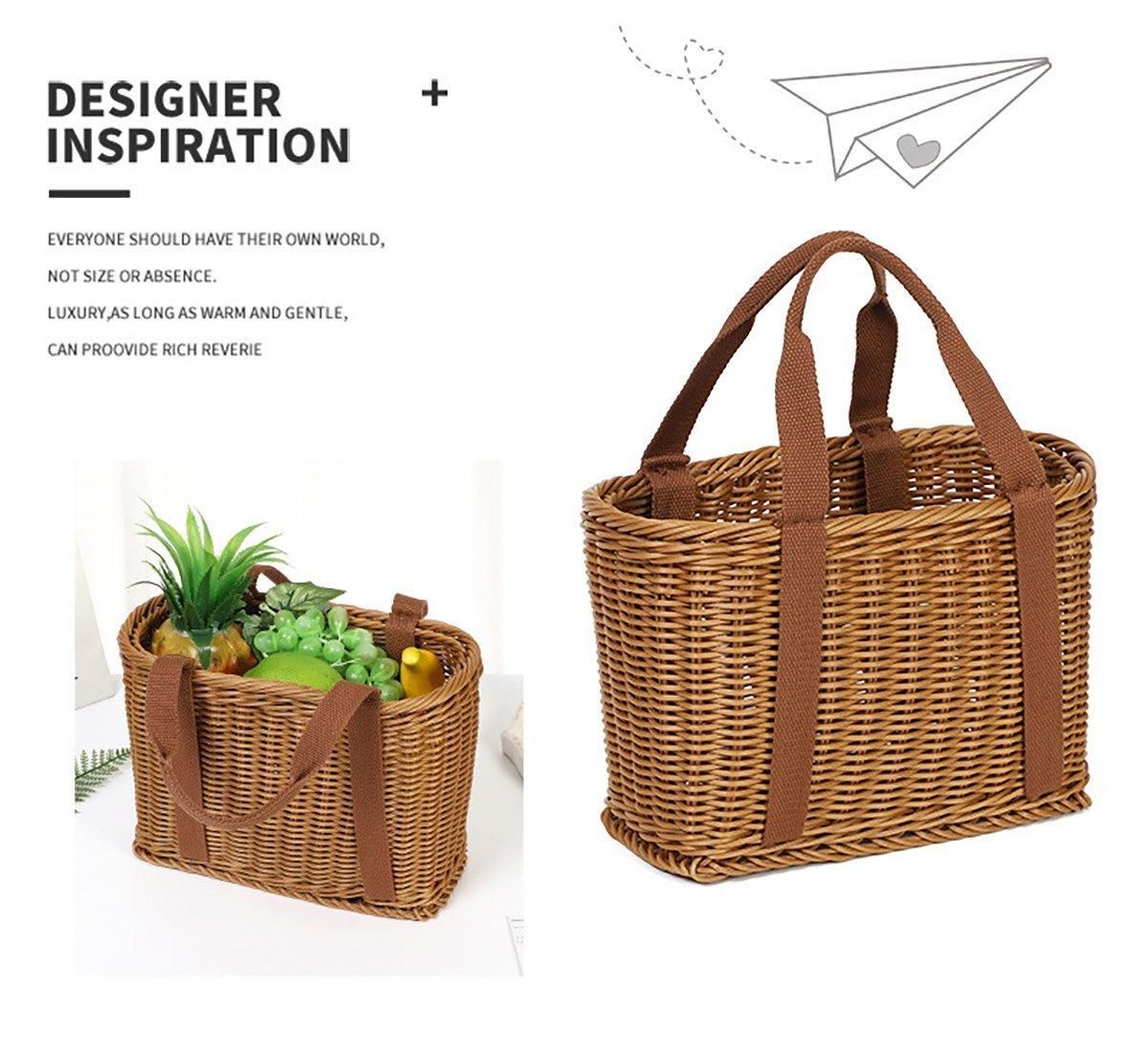 Imitation Rattan Woven Basket Shopping Basket Fruit Vegetable Storage Basket - Small