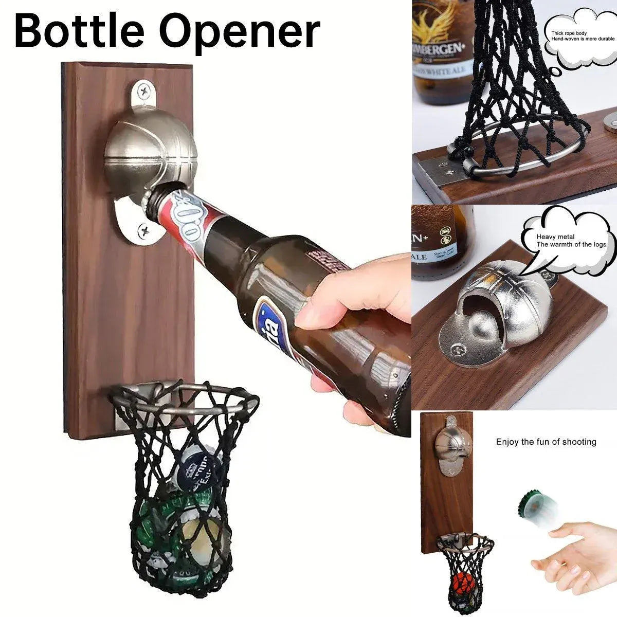 Magnetic Wooden Beer Bottle Opener Football Basketball Wine Opener Refrigerator