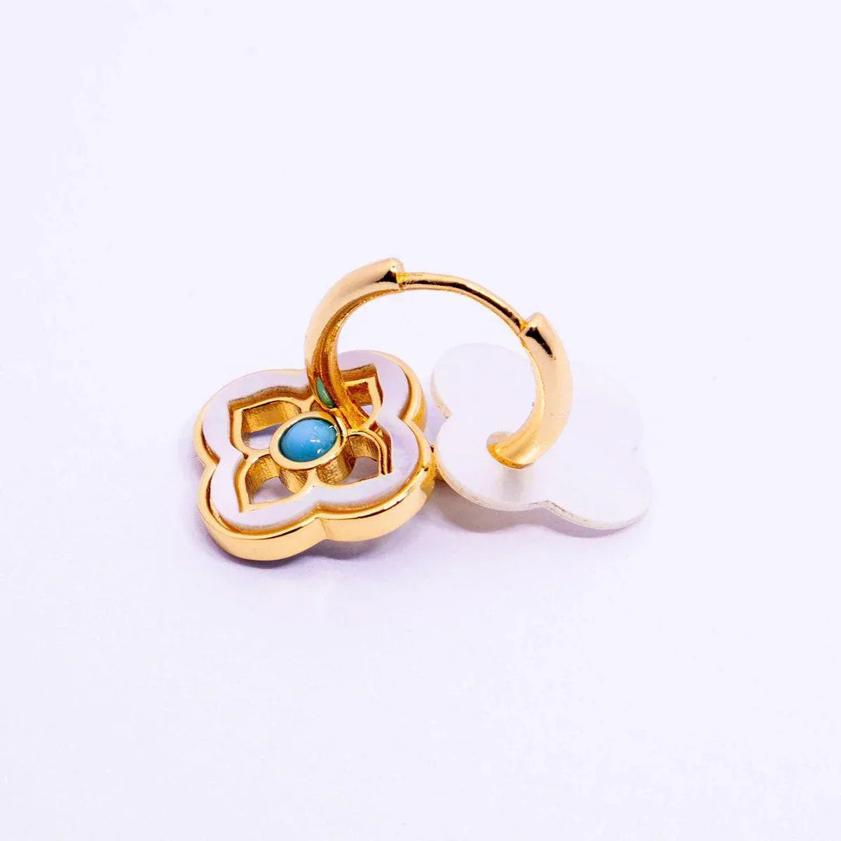New Chinese Style Multi-Wear Natural Shell Four-Leaf Clover Earrings for Women