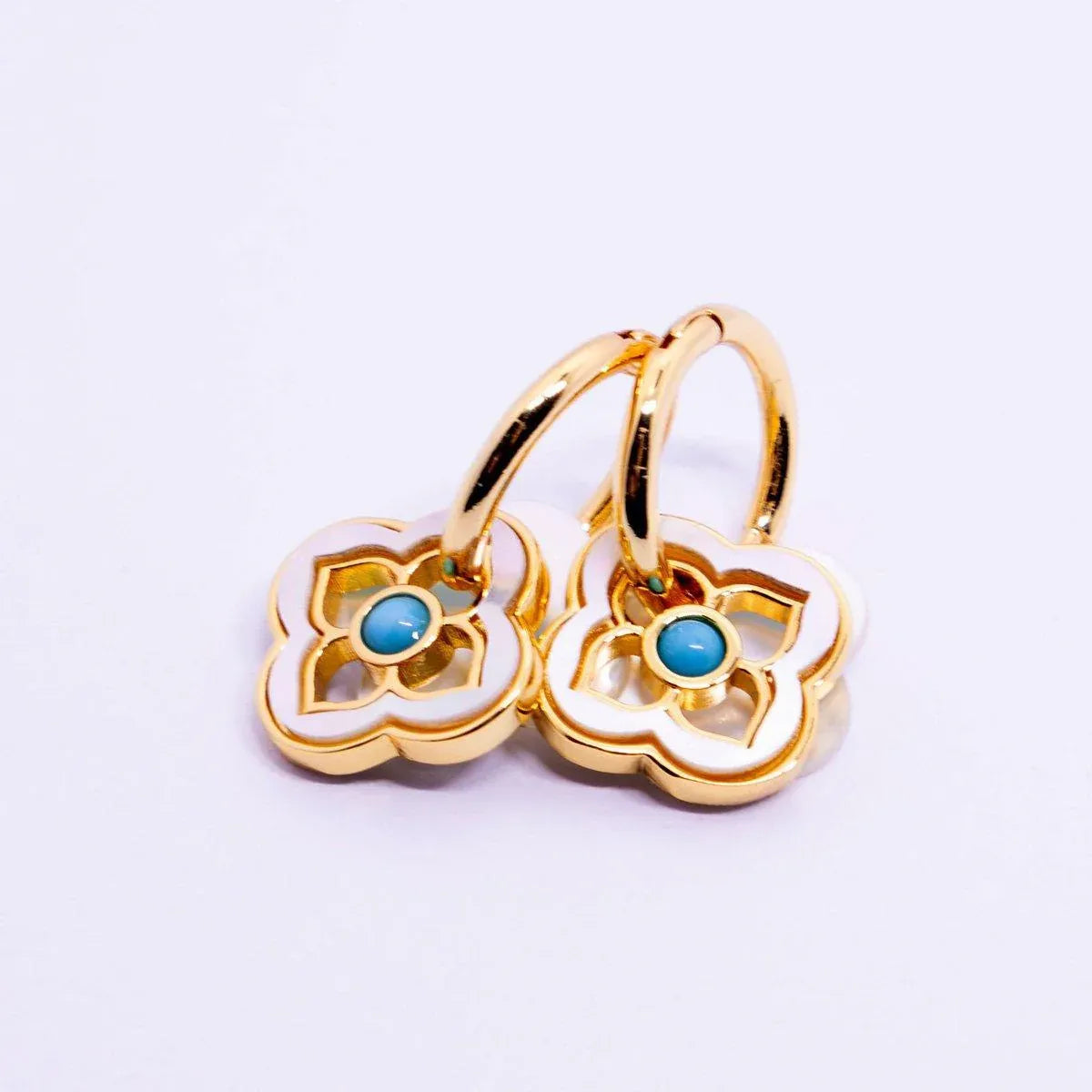 New Chinese Style Multi-Wear Natural Shell Four-Leaf Clover Earrings for Women