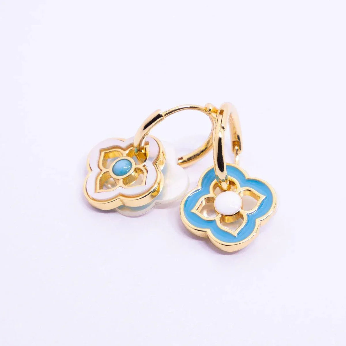 New Chinese Style Multi-Wear Natural Shell Four-Leaf Clover Earrings for Women