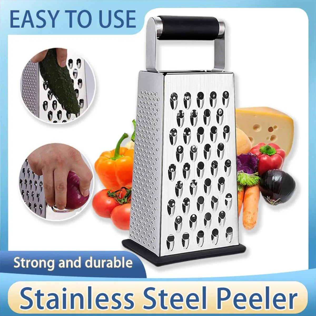 Stainless Steel 4 Sided Kitchen Shredder Multi Purpose Grater Peeler Tool