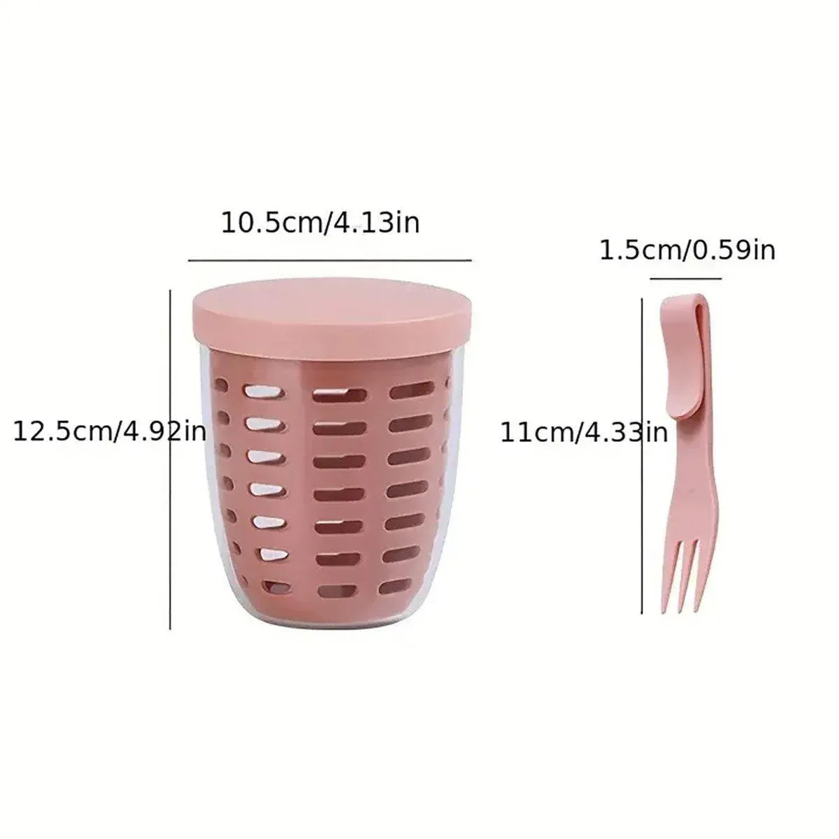 Portable Drainable Fruit Cup Plastic Sealed Cup for Snacks and Travel Use - Green