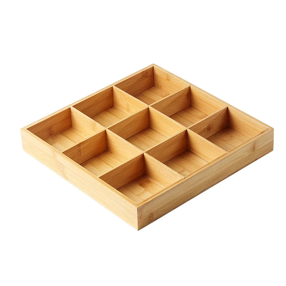 Bamboo Wood 9 Grid Food Plate Serving Tray for Hotel BBQ Hot Pot Home Party