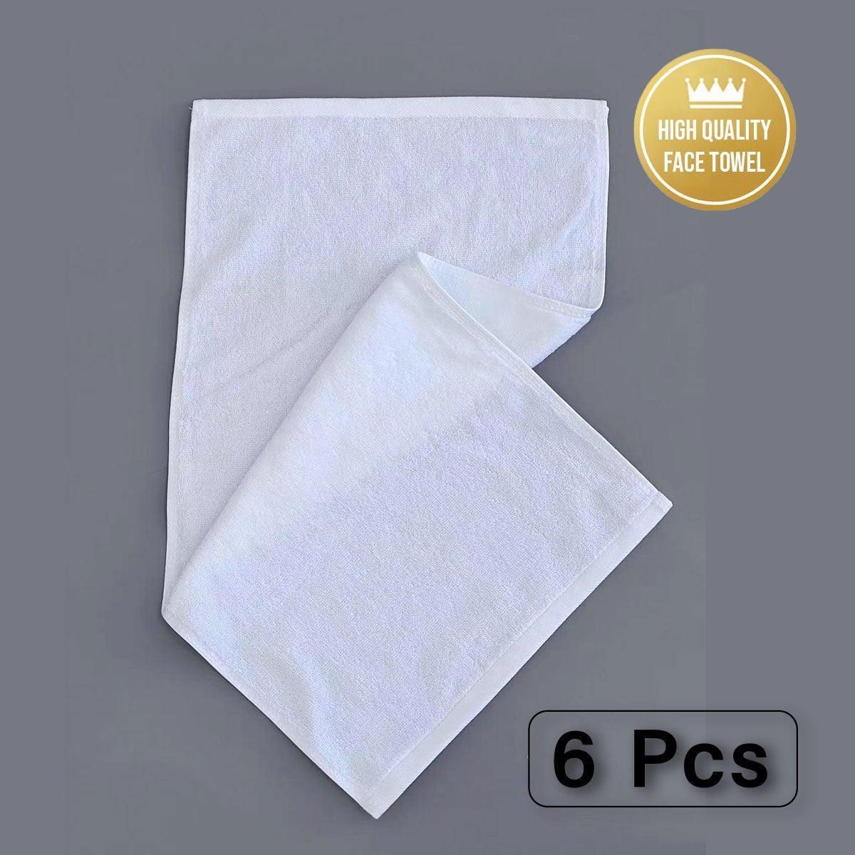 6pcs Absorbent White Bath Towels for Hotel Guesthouse Bathroom Home Use Set - Patternless-200g