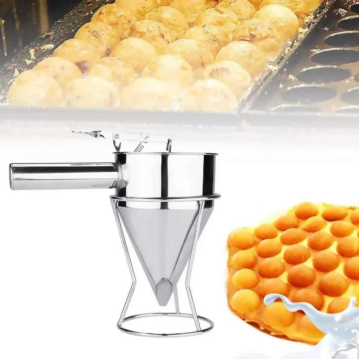 Stainless Steel Funnel Small Octopus Balls Tools With Rack Cupcakes Baking Dispe