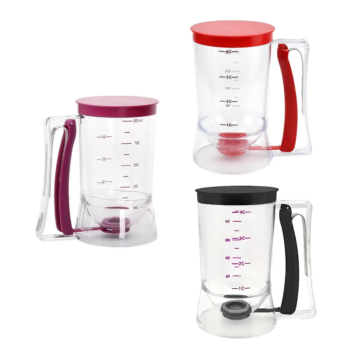 Batter Dispenser Measuring Cup Funnel Cake Cupcake Pancake Baking Tool - Red