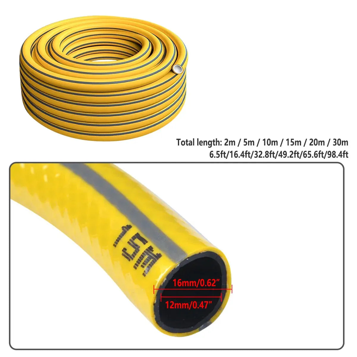 Heavy Duty Garden Hose Pipe Reel Reinforced Anti-kink Outdoor Hosepipe Yellow - 20m