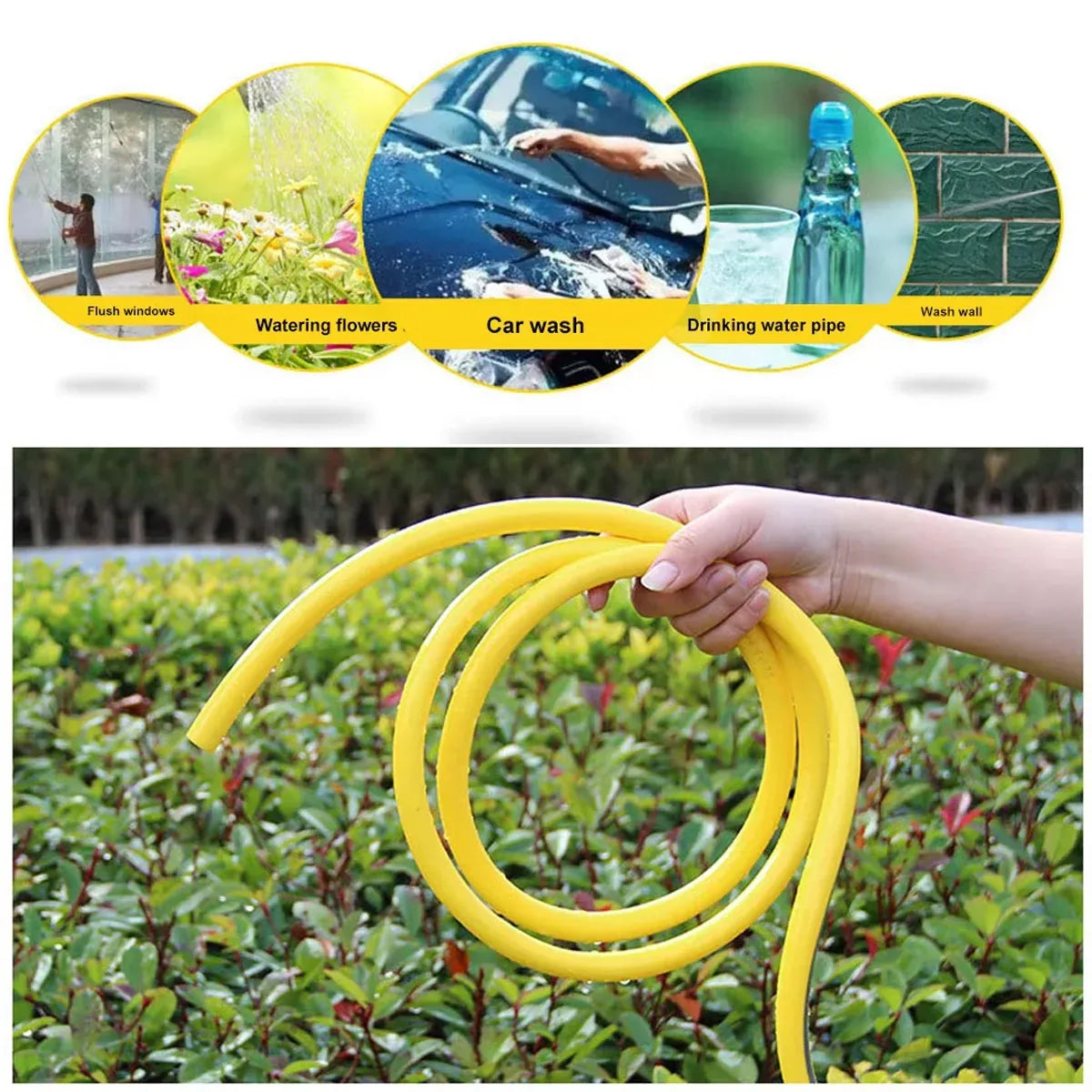 Heavy Duty Garden Hose Pipe Reel Reinforced Anti-kink Outdoor Hosepipe Yellow - 20m