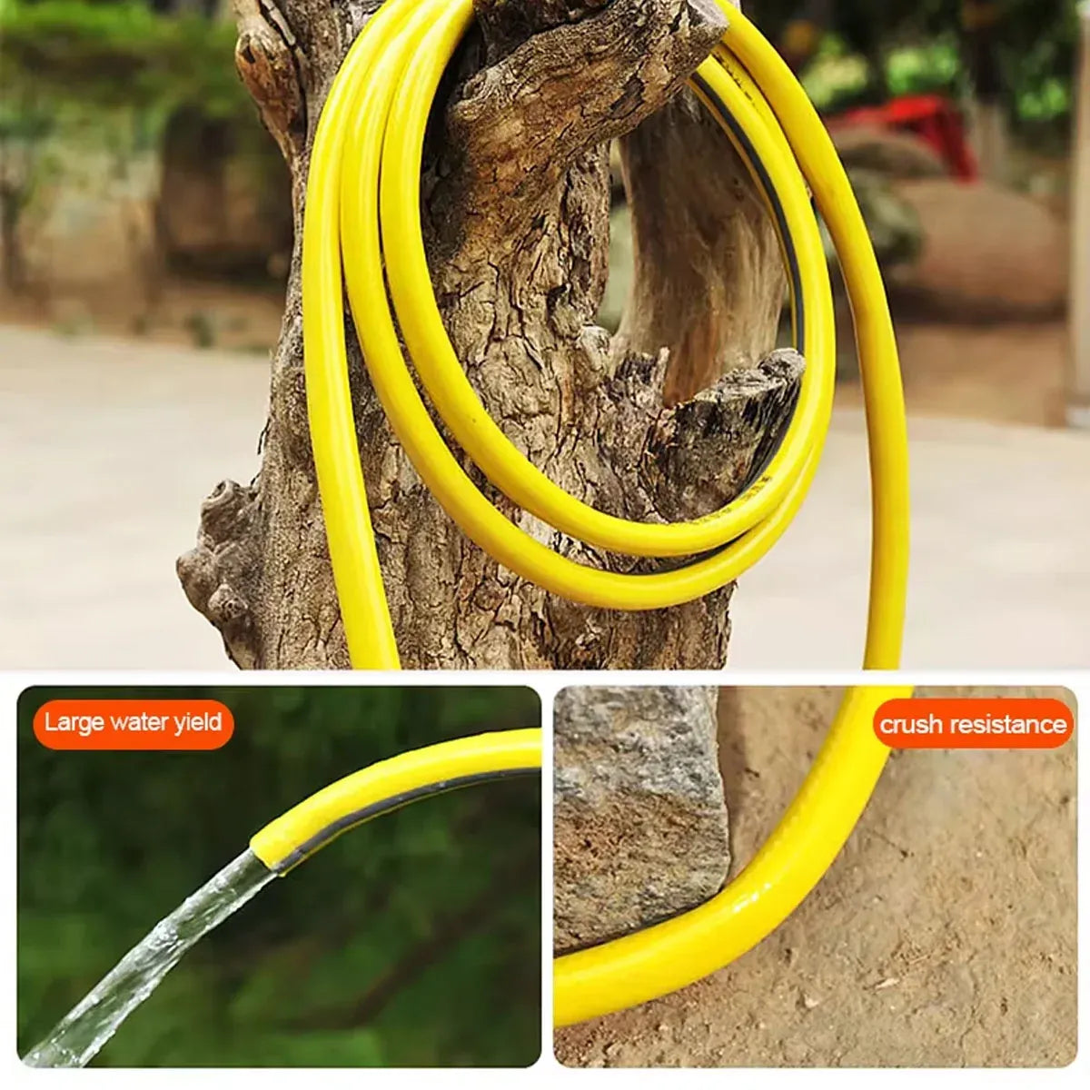 Heavy Duty Garden Hose Pipe Reel Reinforced Anti-kink Outdoor Hosepipe Yellow - 20m