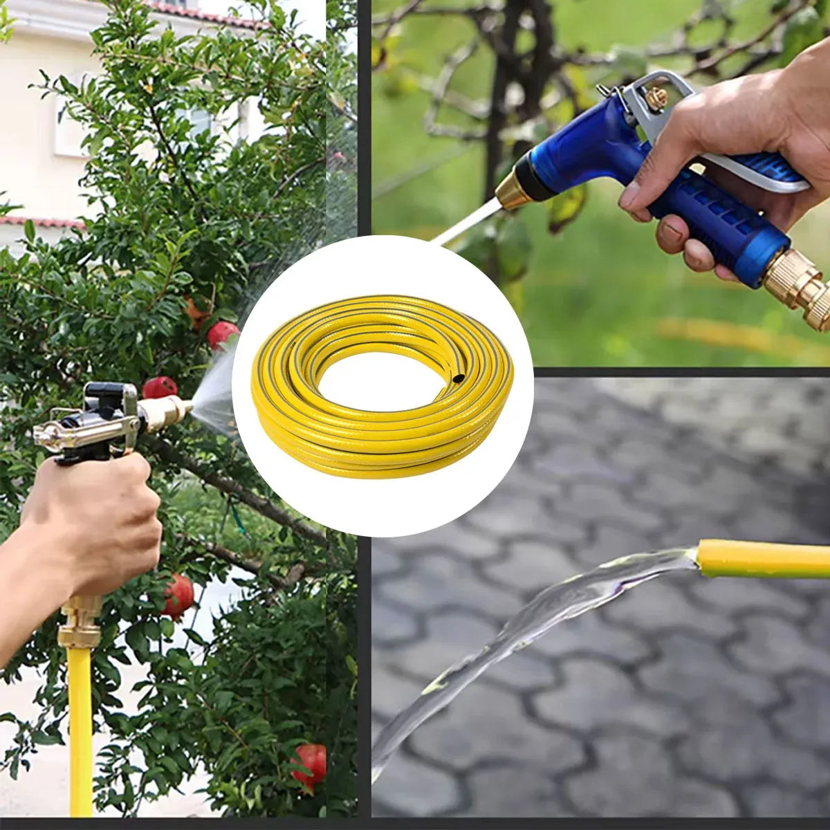 Heavy Duty Garden Hose Pipe Reel Reinforced Anti-kink Outdoor Hosepipe Yellow - 20m