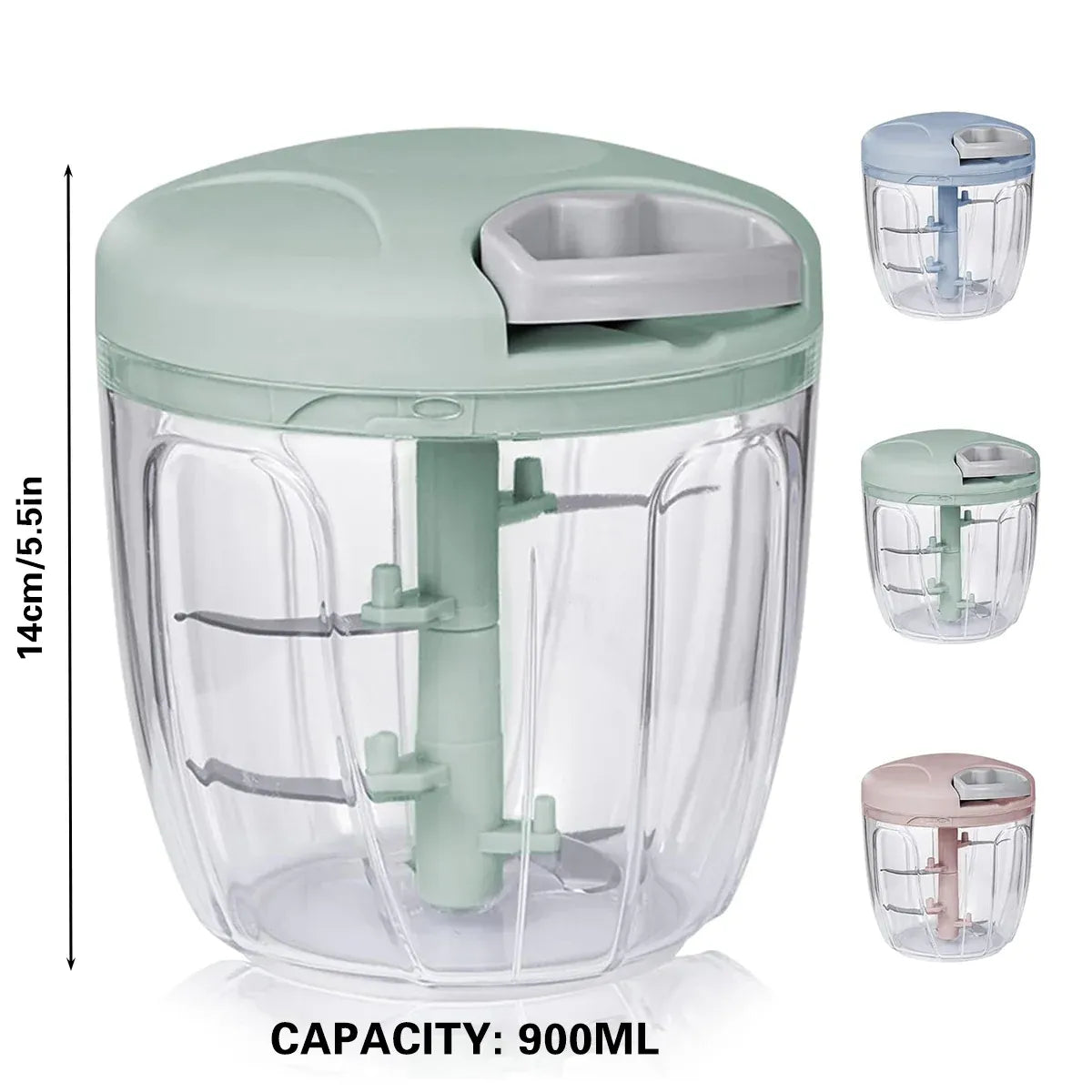900ml Manual Meat Mincer Garlic Chopper Rotate Garlic Press Crusher Meat Grinder - Pink