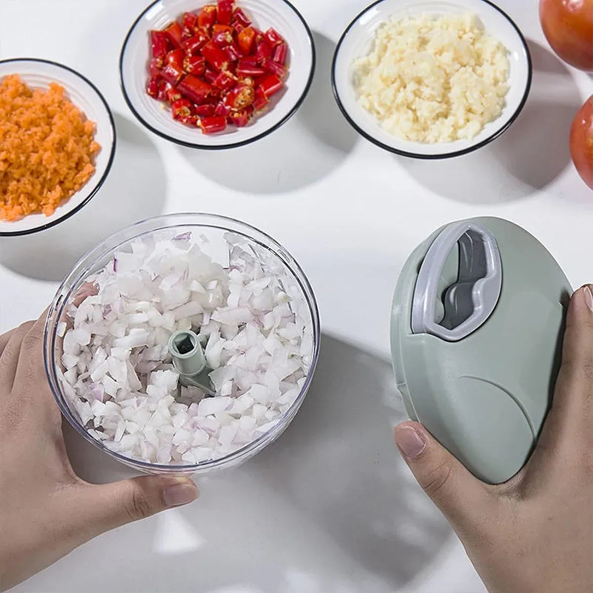 900ml Manual Meat Mincer Garlic Chopper Rotate Garlic Press Crusher Meat Grinder - Pink