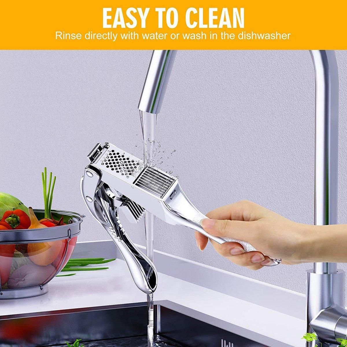 Multifunctional Garlic Press Aluminum Alloy Two-in-One Garlic Cutter Masher Tool