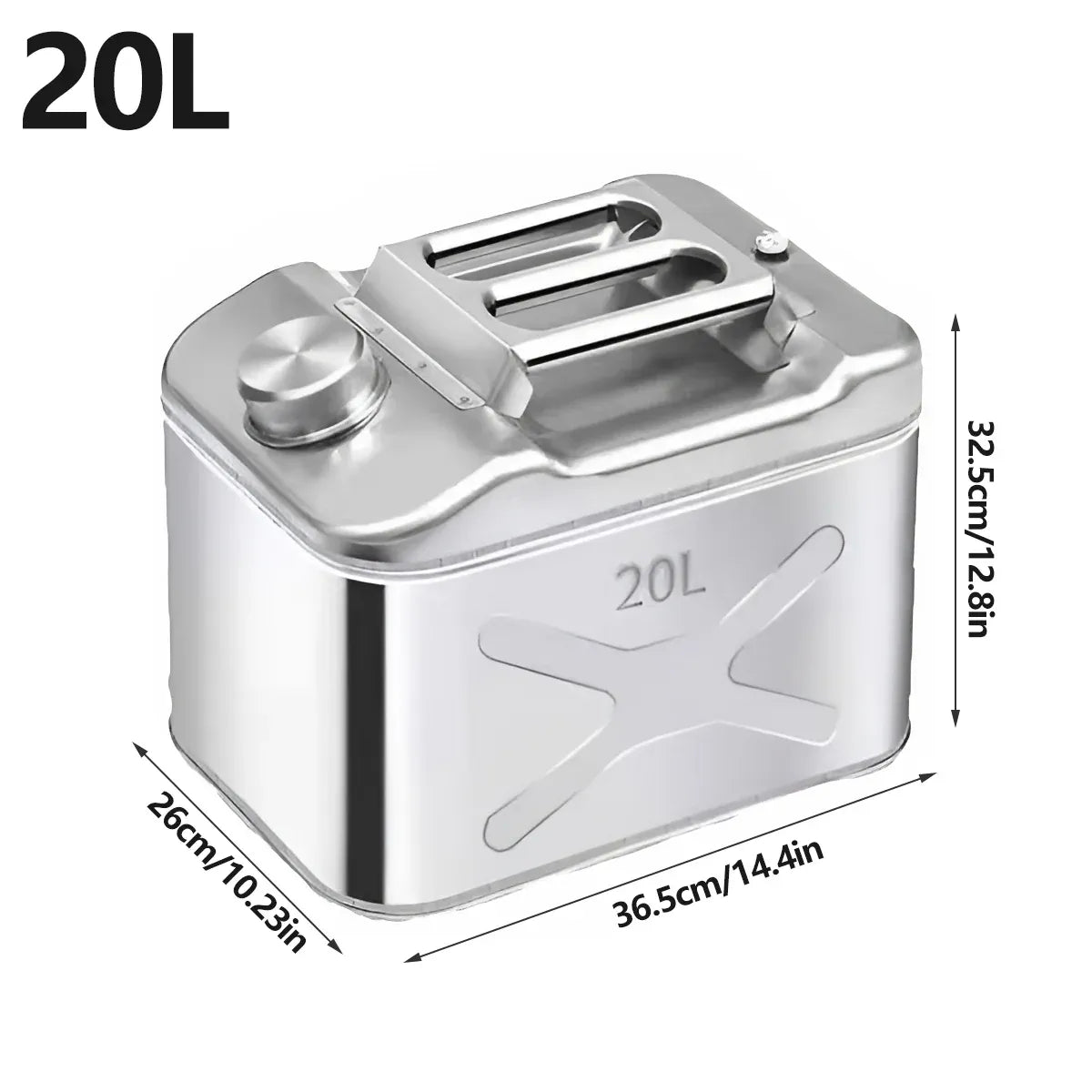 Stainless Steel Fuel Oil Drum Tank Silver 20L Diesel Gasoline Storage Container