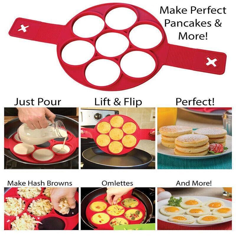 Silicone Non Stick Flipper Pancake Pan Perfect Breakfast Maker Egg Omelette Tool