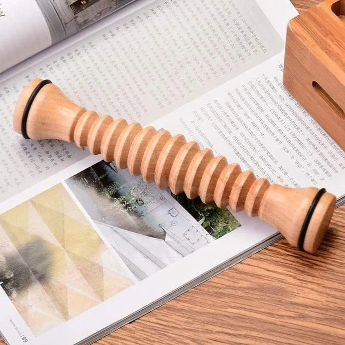 Wooden Foot Massage Roller Stick Manual Massager Tool for Feet Legs Arms - 22x4x4cm