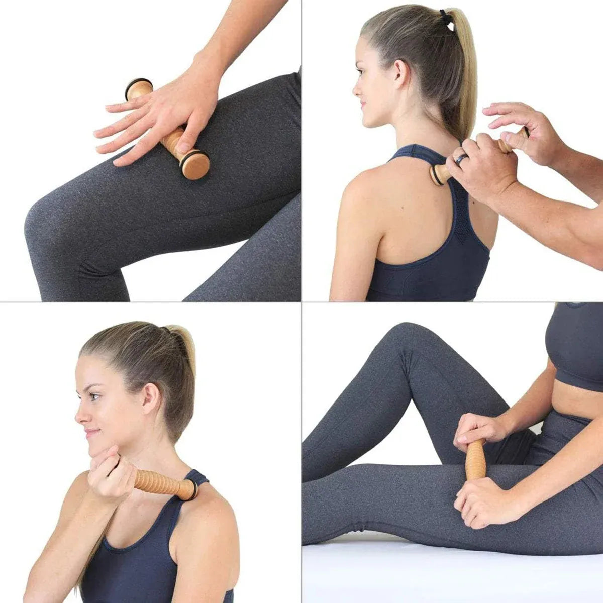 Wooden Foot Massage Roller Stick Manual Massager Tool for Feet Legs Arms - 22x4x4cm