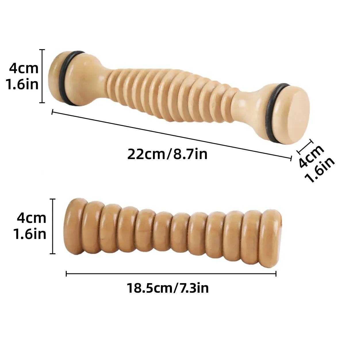 Wooden Foot Massage Roller Stick Manual Massager Tool for Feet Legs Arms - 18.5x4x4cm-2pcs