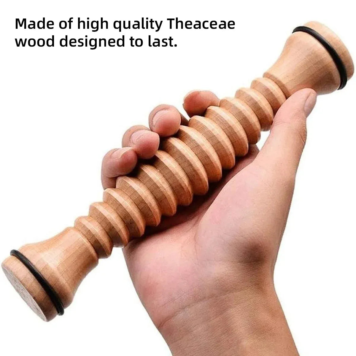 Wooden Foot Massage Roller Stick Manual Massager Tool for Feet Legs Arms - 18.5x4x4cm-2pcs