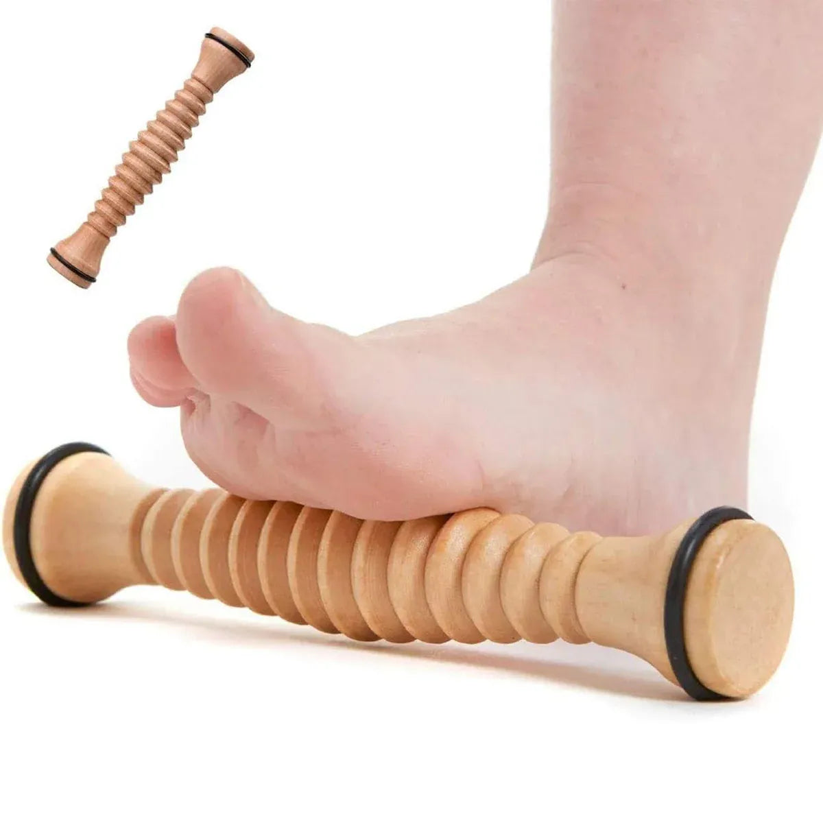 Wooden Foot Massage Roller Stick Manual Massager Tool for Feet Legs Arms - 18.5x4x4cm-2pcs