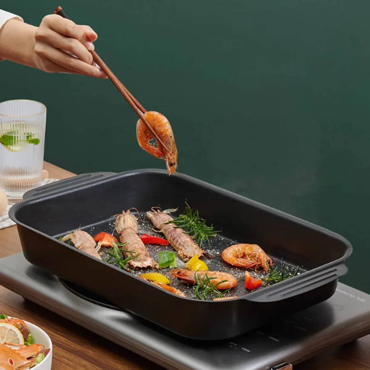 Barbecue Baking Pan Carbon Steel Non Stick Rectangular Grill Tray for Oven BBQ