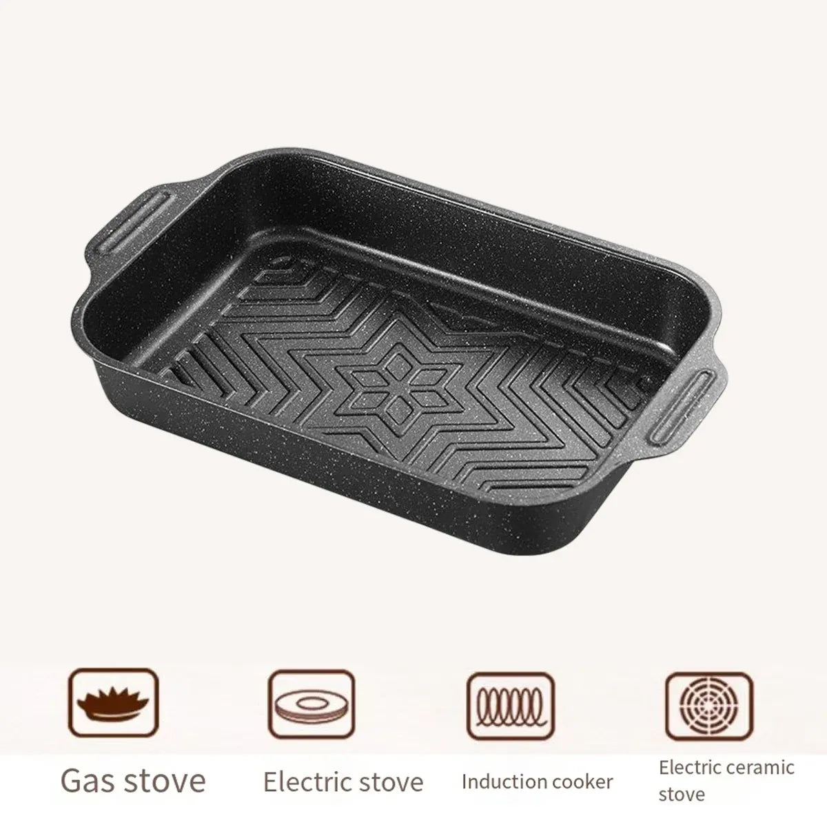 Barbecue Baking Pan Carbon Steel Non Stick Rectangular Grill Tray for Oven BBQ