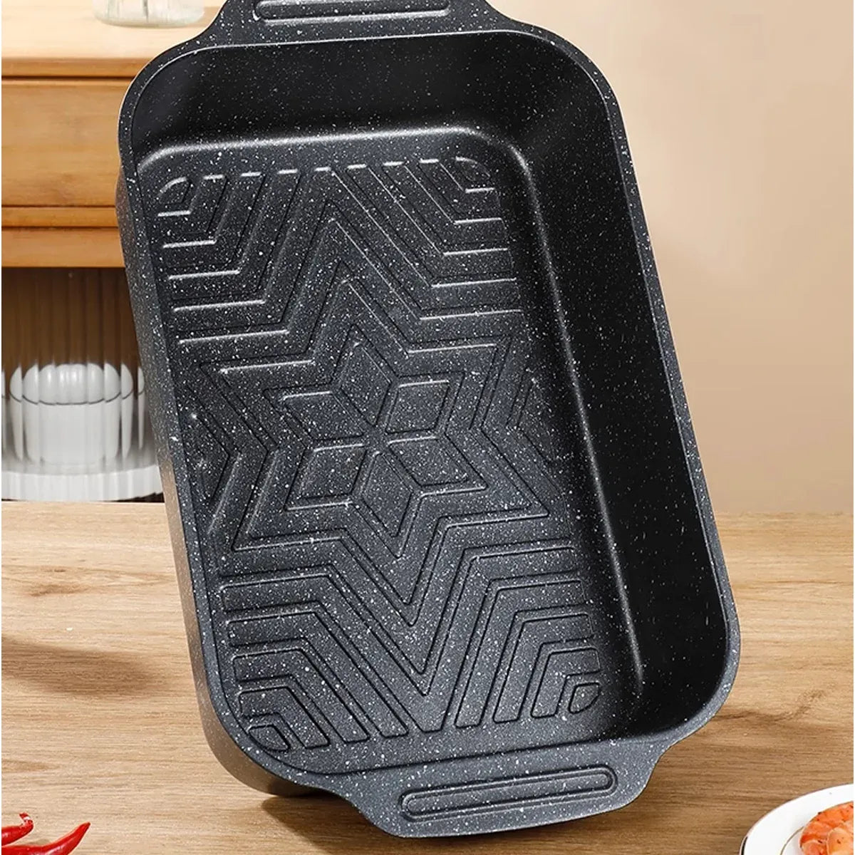 Barbecue Baking Pan Carbon Steel Non Stick Rectangular Grill Tray for Oven BBQ