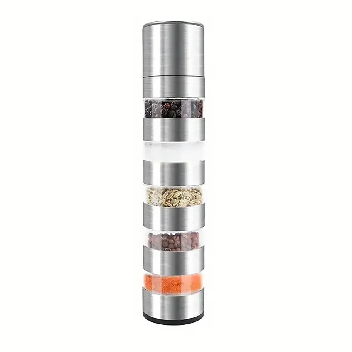 5 in 1 Stainless Steel Salt and Pepper Grinder Manual Spice Grinder Bottle Kitchen