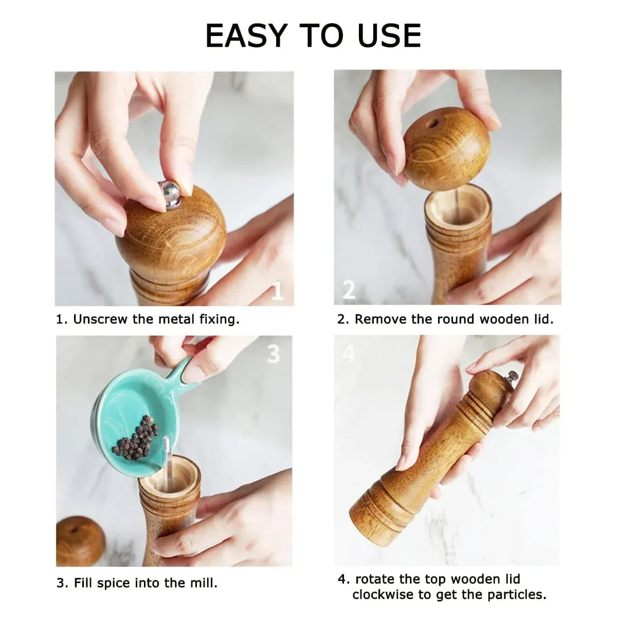 Wooden Pepper Grinder Pepper Mill Set Manual Home Salt Pepper Powder Bottle ﻿ - 5inch
