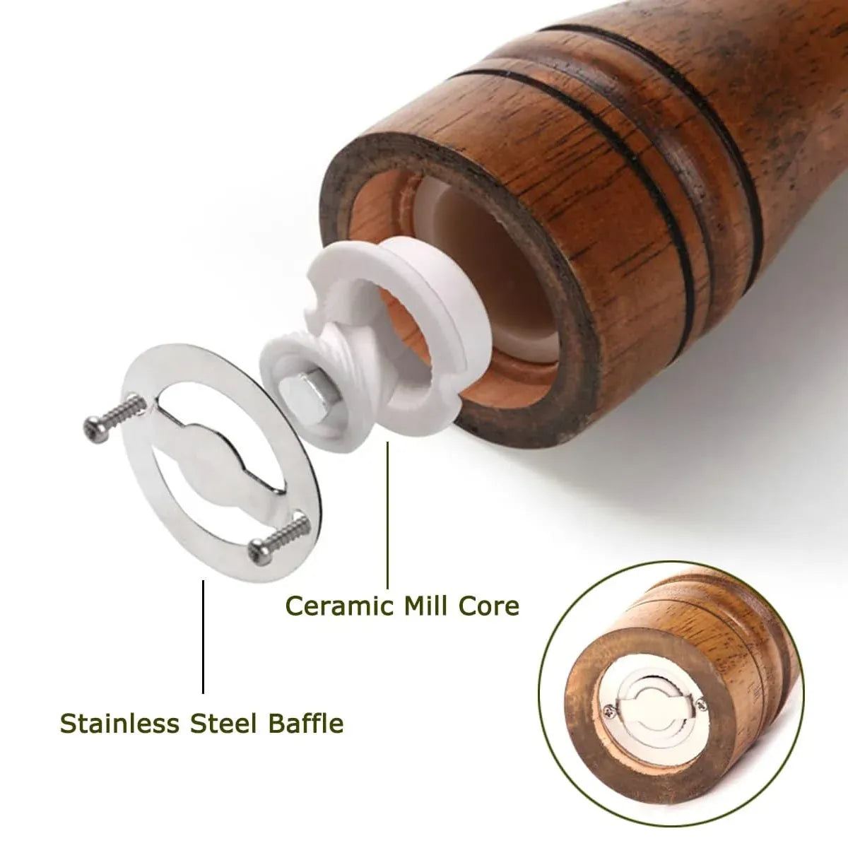 Wooden Pepper Grinder Pepper Mill Set Manual Home Salt Pepper Powder Bottle ﻿ - 5inch