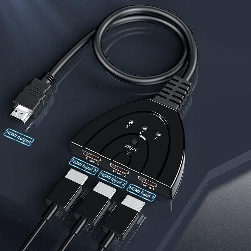 HDMI Switch Splitter 3-in-1 5-in-1 or 1-in-2 1080p 4K Manual or Remote Options - 5 in 1 Switch 4K Remote IR