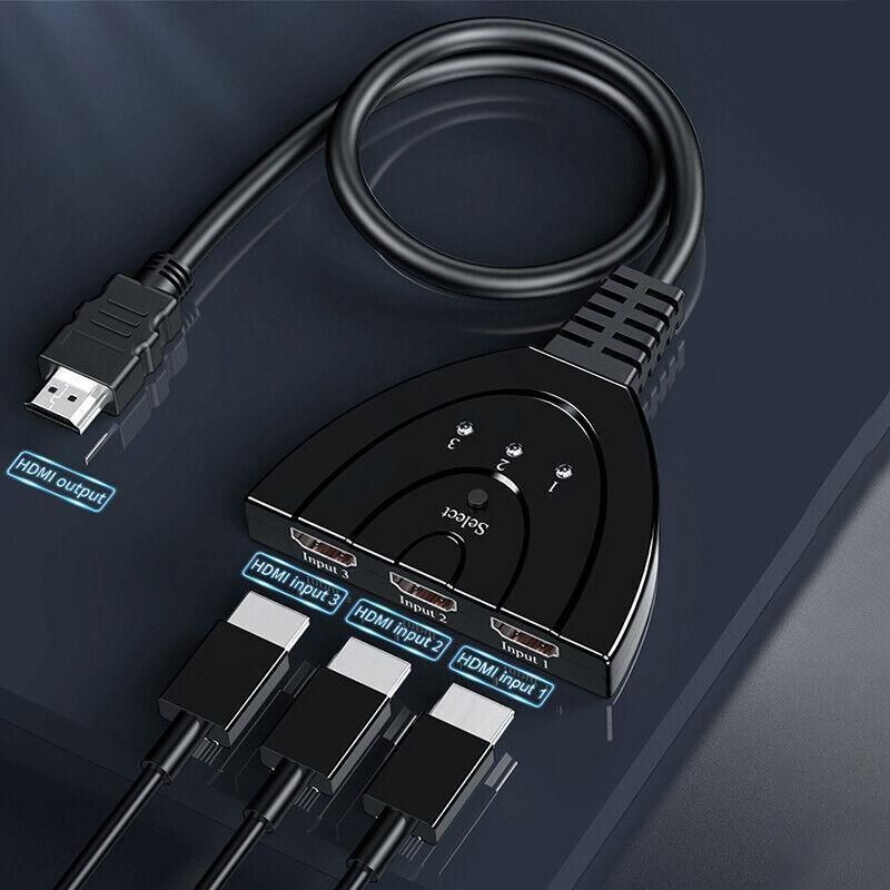 HDMI Switch Splitter 3-in-1 5-in-1 or 1-in-2 1080p 4K Manual or Remote Options - 5 in 1 Switch 4K Remote IR