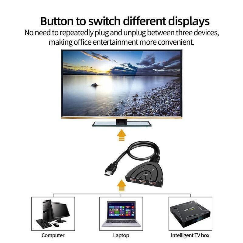 HDMI Switch Splitter 3-in-1 5-in-1 or 1-in-2 1080p 4K Manual or Remote Options - 5 in 1 Switch 4K Remote IR