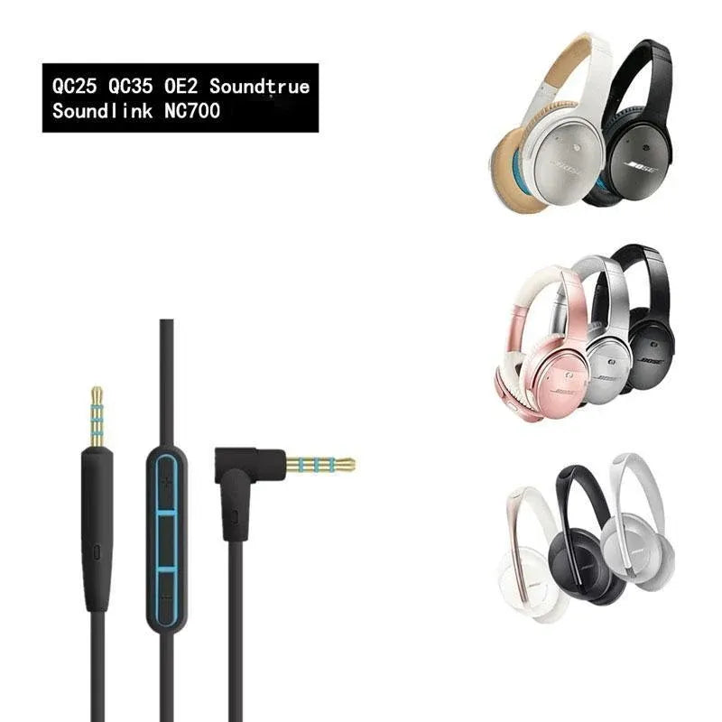 2.5mm to 3.5mm Audio Cable with Mic Volume Control for Bose QC25 QC35 Android