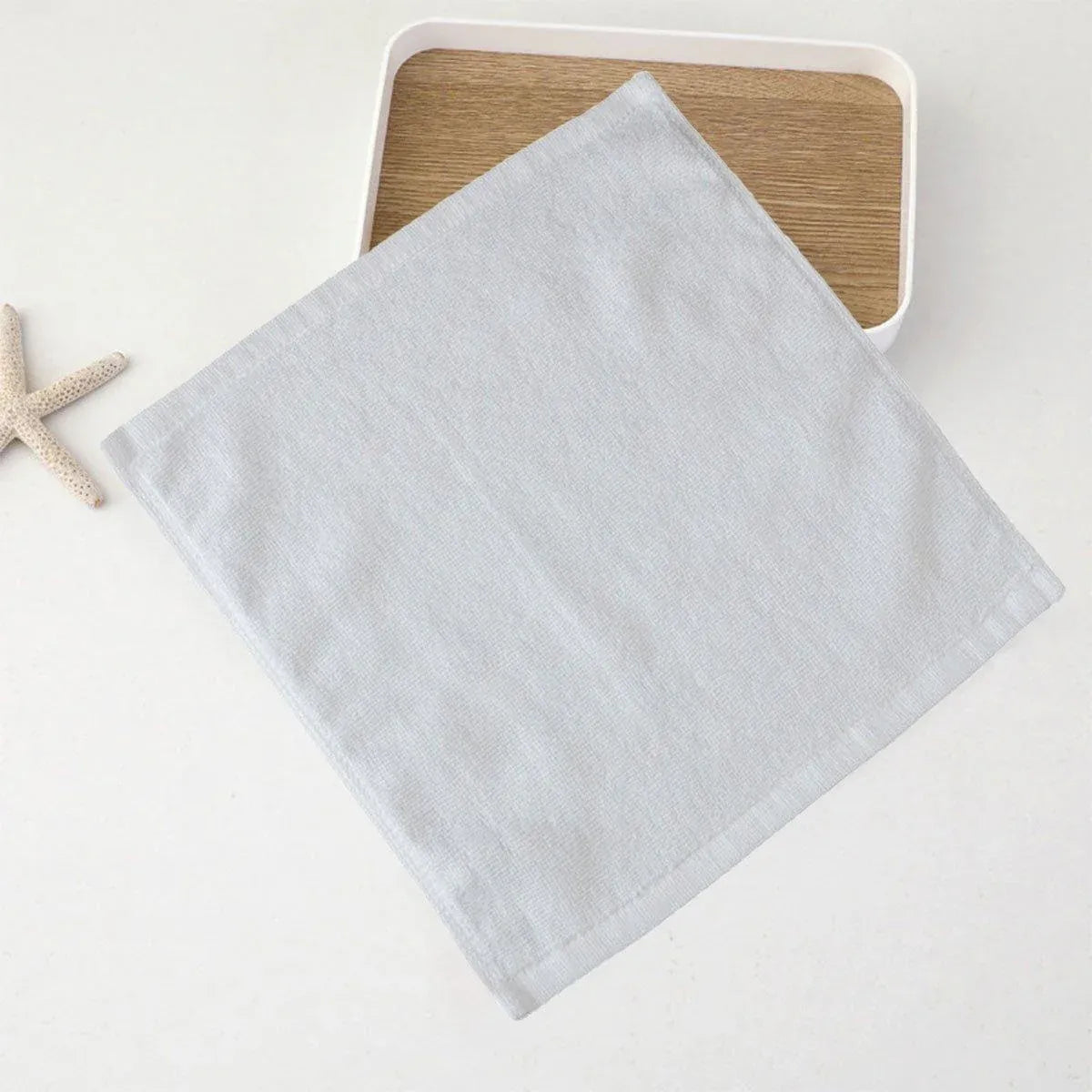 6PCS Hotel Cotton Face Towel White Soft Square Cloth Beauty Salon KTV Thick Wash - 32x32cm-Pearl satin-60g