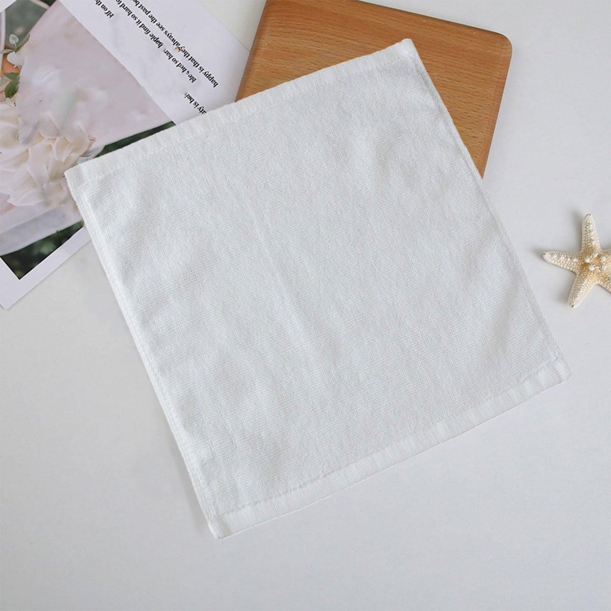 6PCS Hotel Cotton Face Towel White Soft Square Cloth Beauty Salon KTV Thick Wash - 35x35cm-Patternless-70g