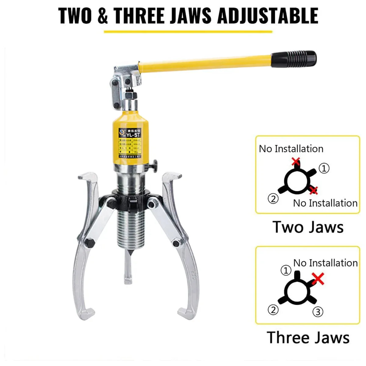 5T Hydraulic Gear Puller Set 3 Jaw Durable for Automotive Machinery Repair Use