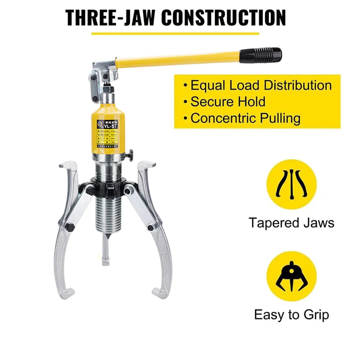 5T Hydraulic Gear Puller Set 3 Jaw Durable for Automotive Machinery Repair Use