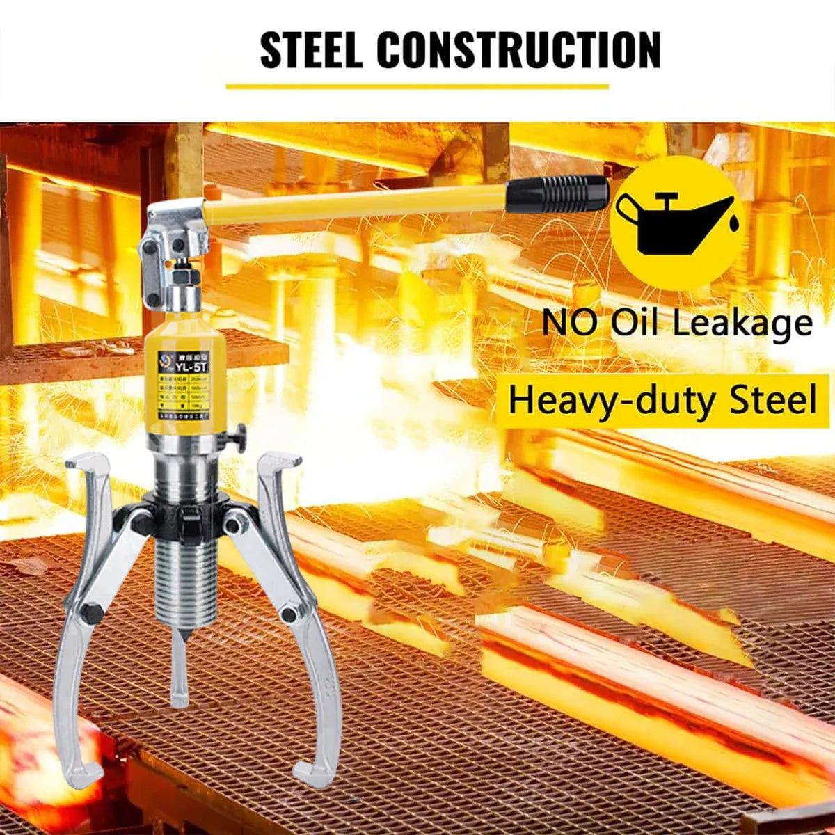 5T Hydraulic Gear Puller Set 3 Jaw Durable for Automotive Machinery Repair Use