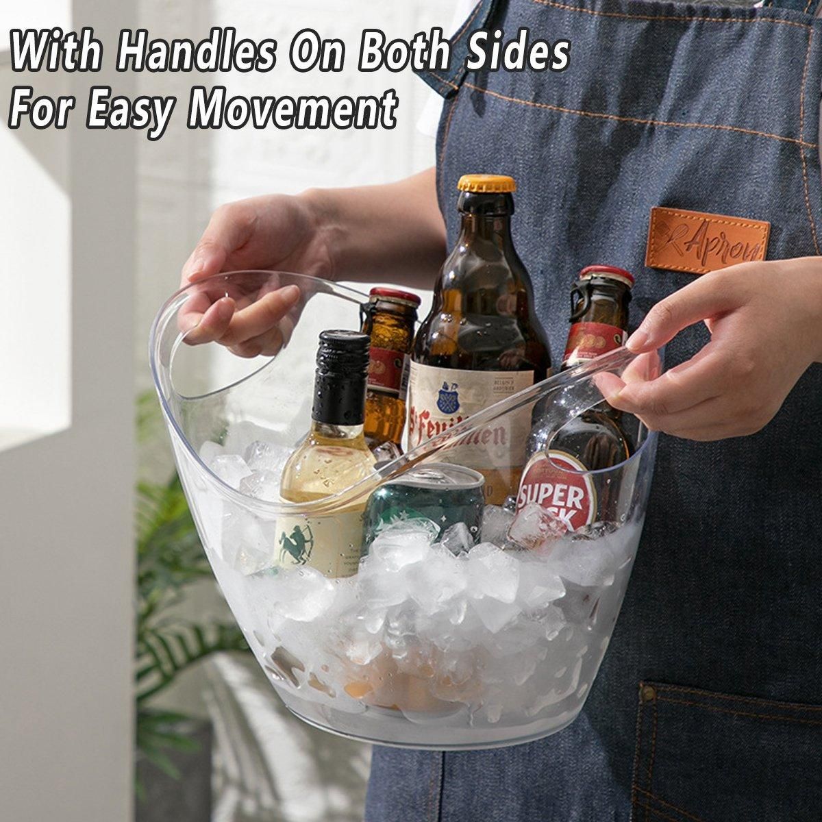 2PCS Transparent 3.5L Ice Bucket Large Capacity Wine Beer Cooler Picnic Basket