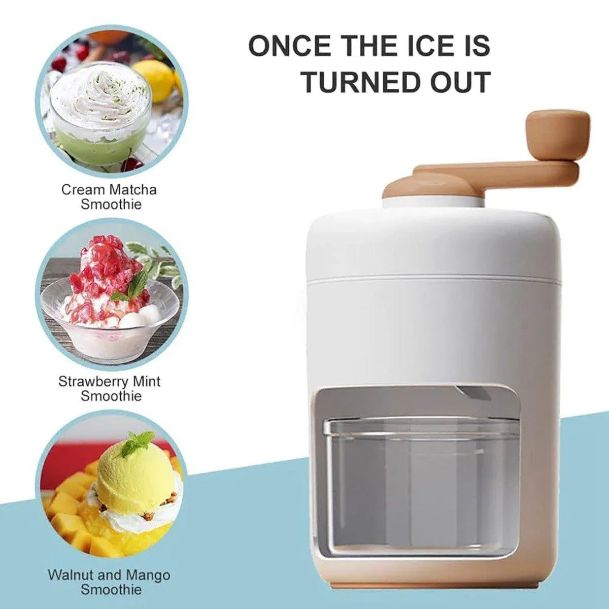 Hand Crank Ice Crusher Machine Shaver for Smoothies Slushies Milkshakes Desserts