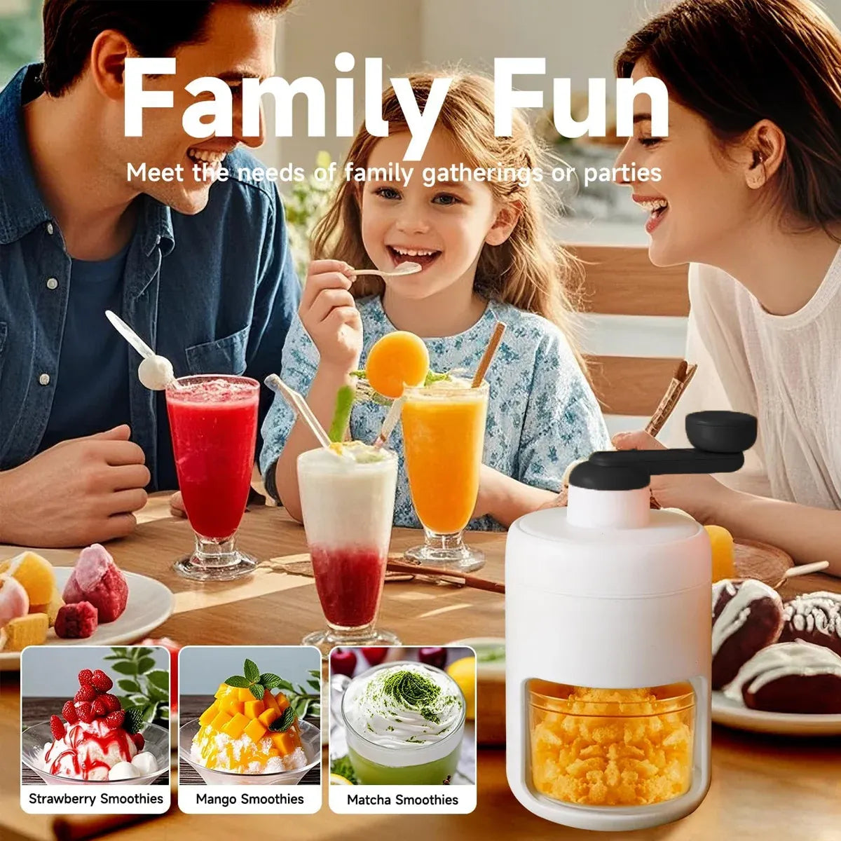Home Small Hand Crank Ice Crusher Durable for Home Kitchen Bar Easy Operation