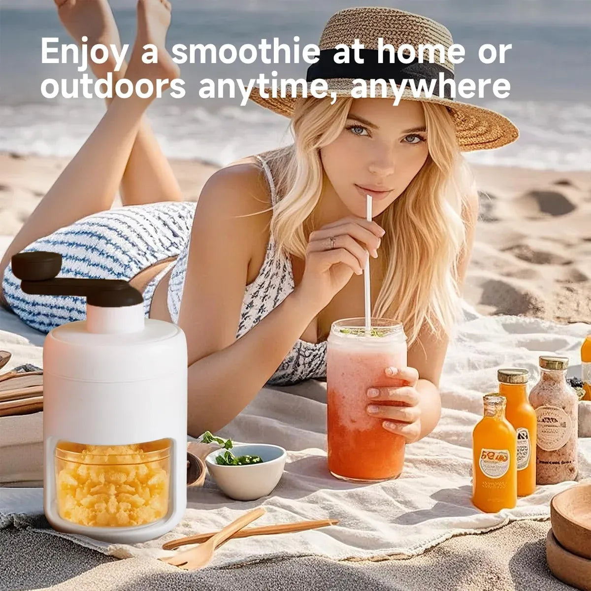 Home Small Hand Crank Ice Crusher Durable for Home Kitchen Bar Easy Operation