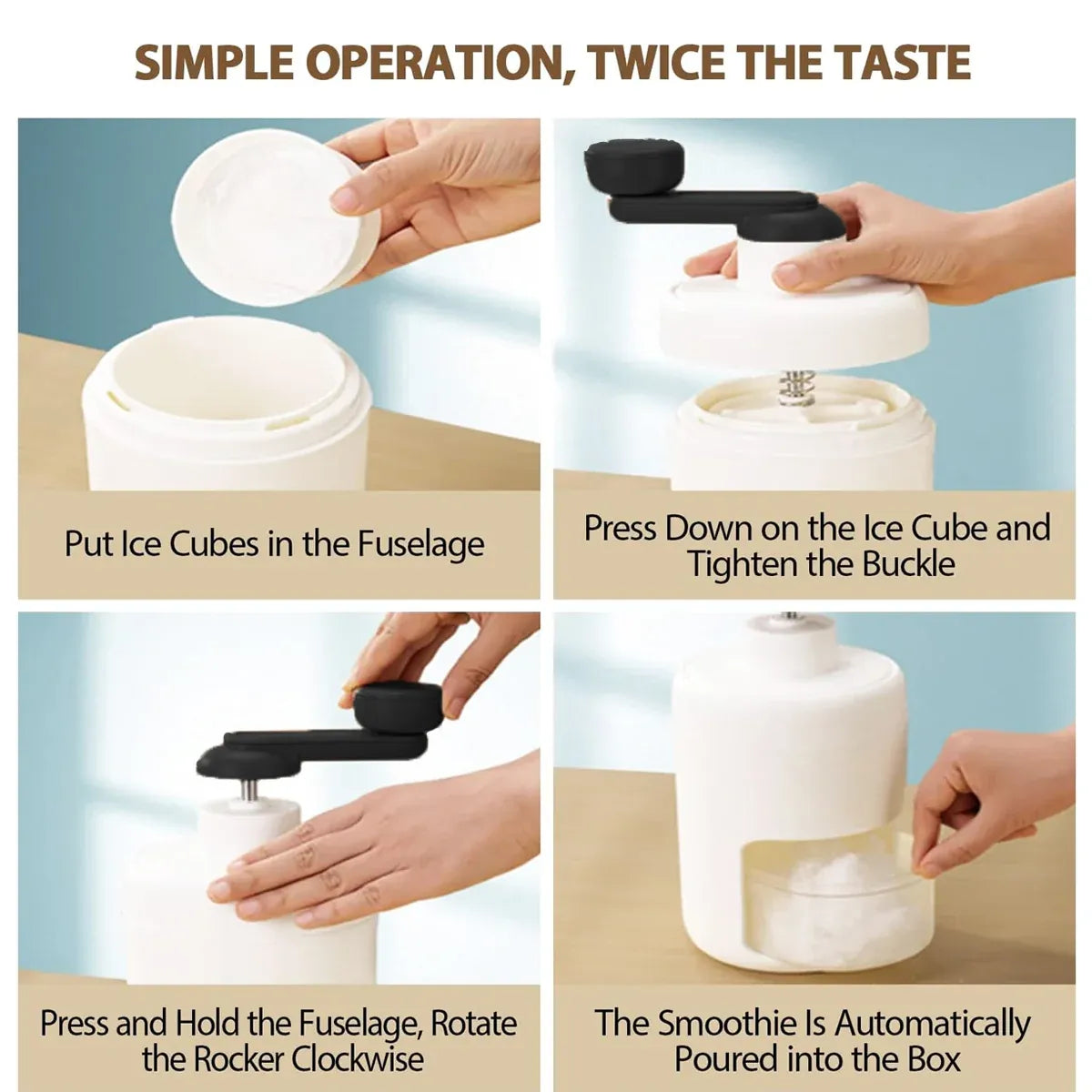Home Small Hand Crank Ice Crusher Durable for Home Kitchen Bar Easy Operation